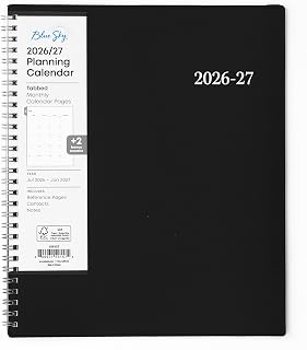 Blue Sky 2026-2027 Academic Planner: July 2026-June 2027 Monthly Calendar, 8x10 Wirebound, Laminated Tabs, Enterprise Edition