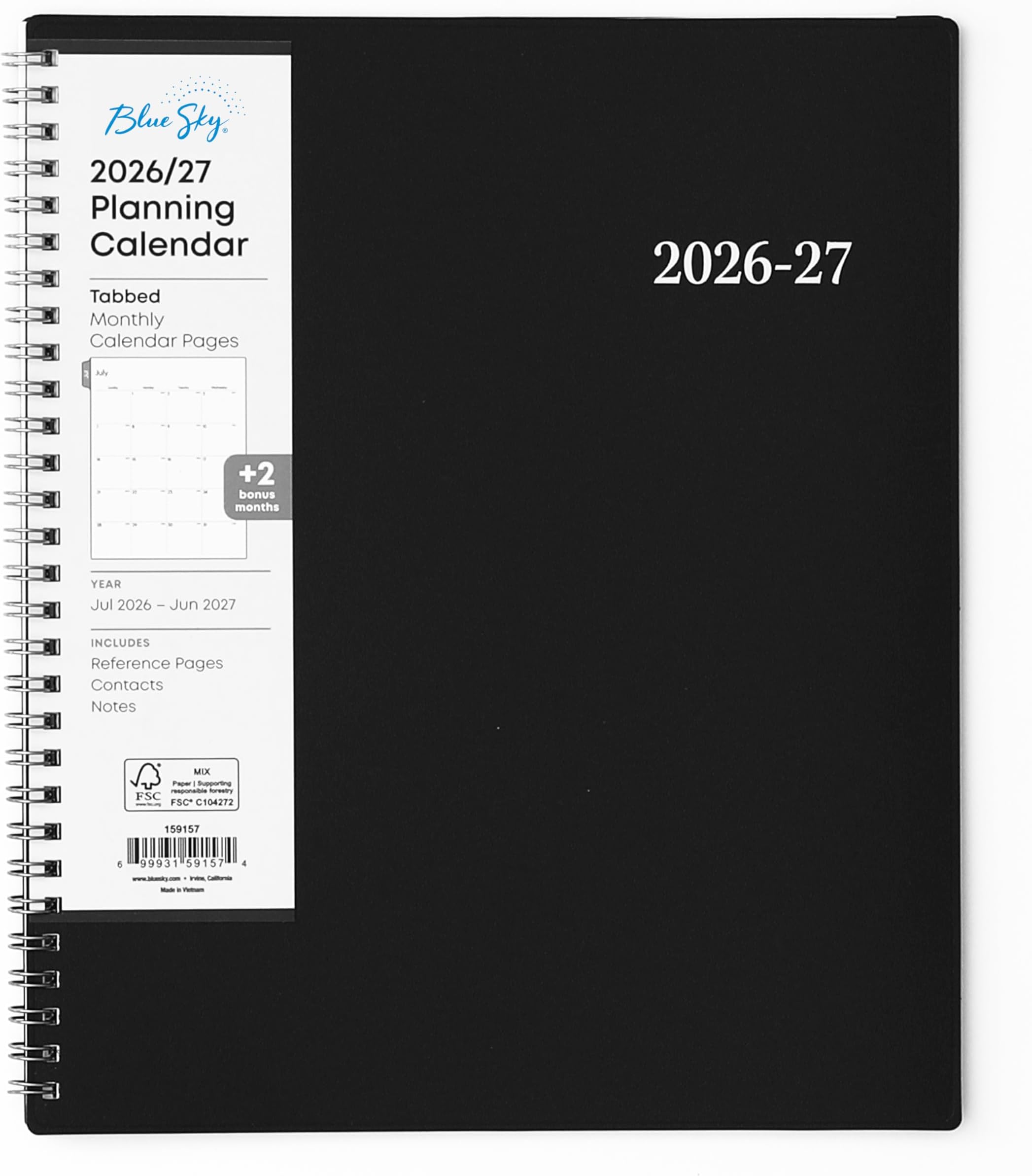 2026-2027 Monthly Academic Year Planner Calendar, July 2026 - June 2027, 8" x 10", Monthly Layout, Flexible Cover, Wirebound, Laminated Tabs, Enterprise