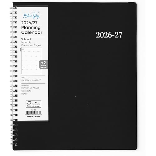 Blue Sky 2026-2027 Monthly Academic Year Planner Calendar, July 2026 - June 2027, 8" x 10", Monthly Layout, Flexible Cover, Wirebound, Laminated Tabs, Enterprise