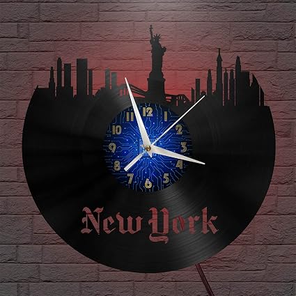 VCS New York Statua della Libertà Scenario 11 Orologio da parete con disco  in vinile per la decorazione della parete della cucina Regalo per l'amante  Idea regalo(B, con LED) : Amazon.it: Casa