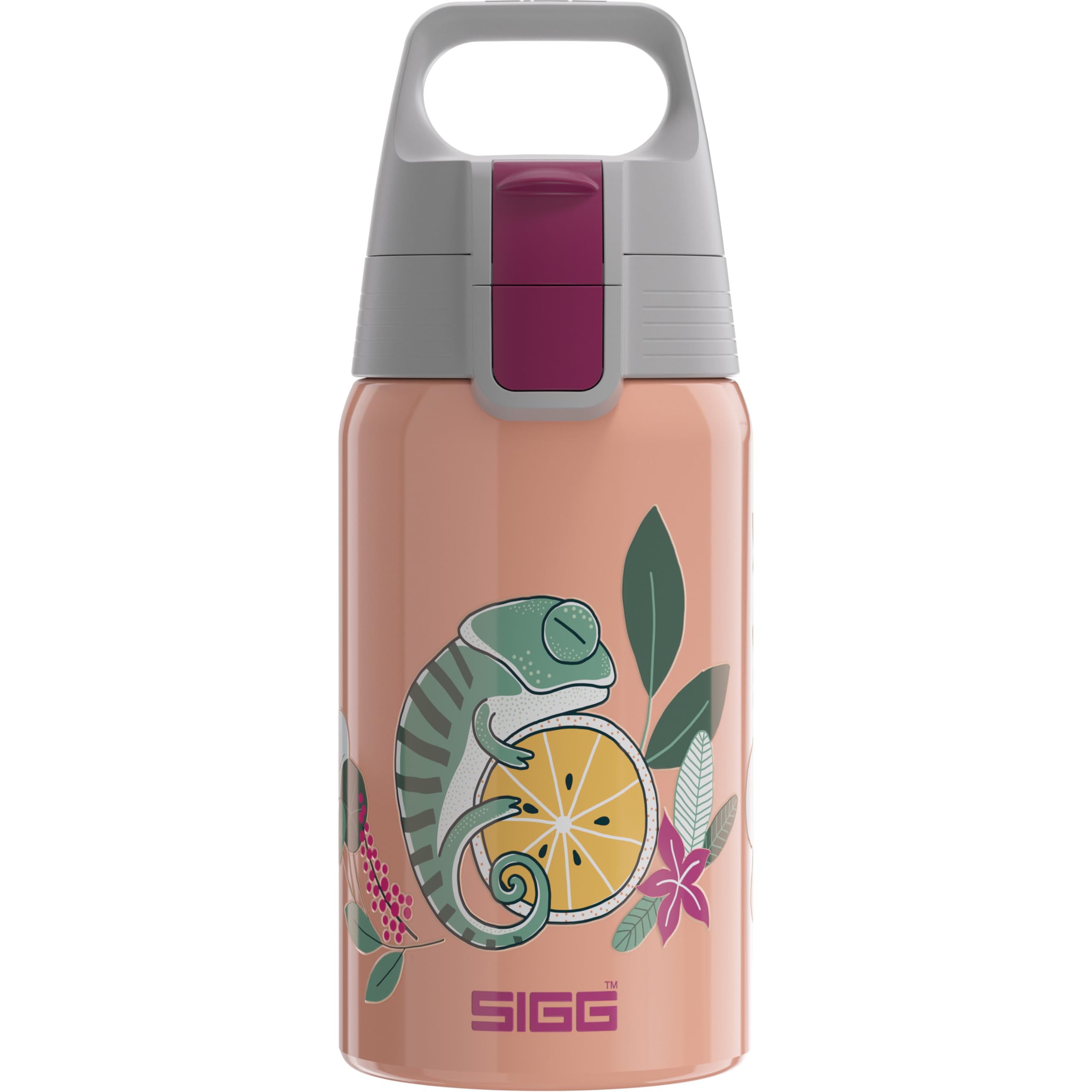 SIGG Edelstahl Trinkflasche Kinder - Shield One Flora, Rosa, 0,5 L
