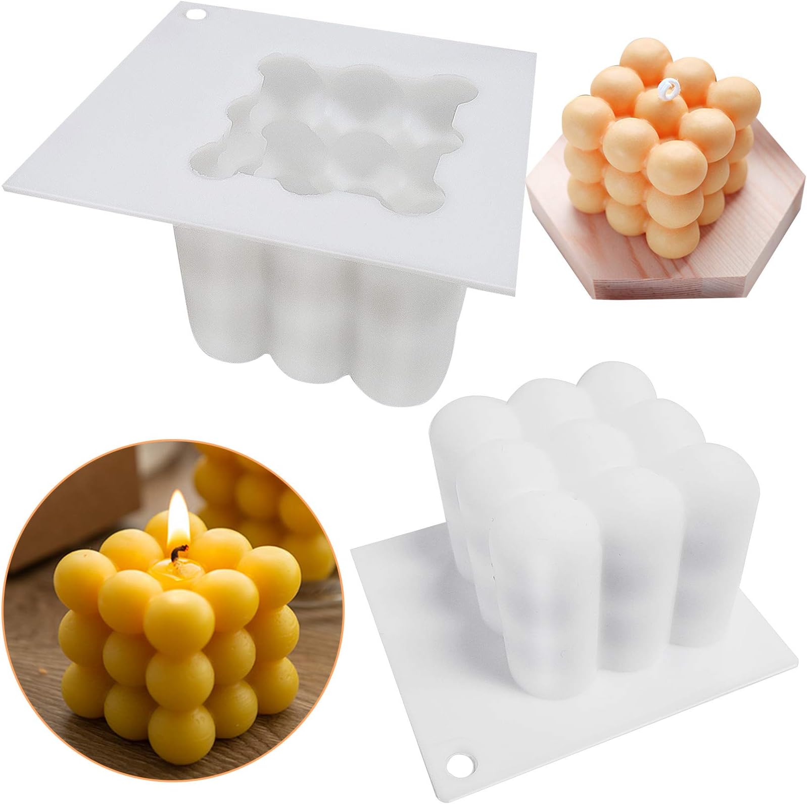 3D Soy Candle Silicone Mold DIY Candles Mould,Handmade Soap Ornament Mold,Overlapping Balls Fondant Mold For Chocolate,Pudding,Candle Molds For Aromatherapy Plaster,DIY Crafts Making Candle Decoration