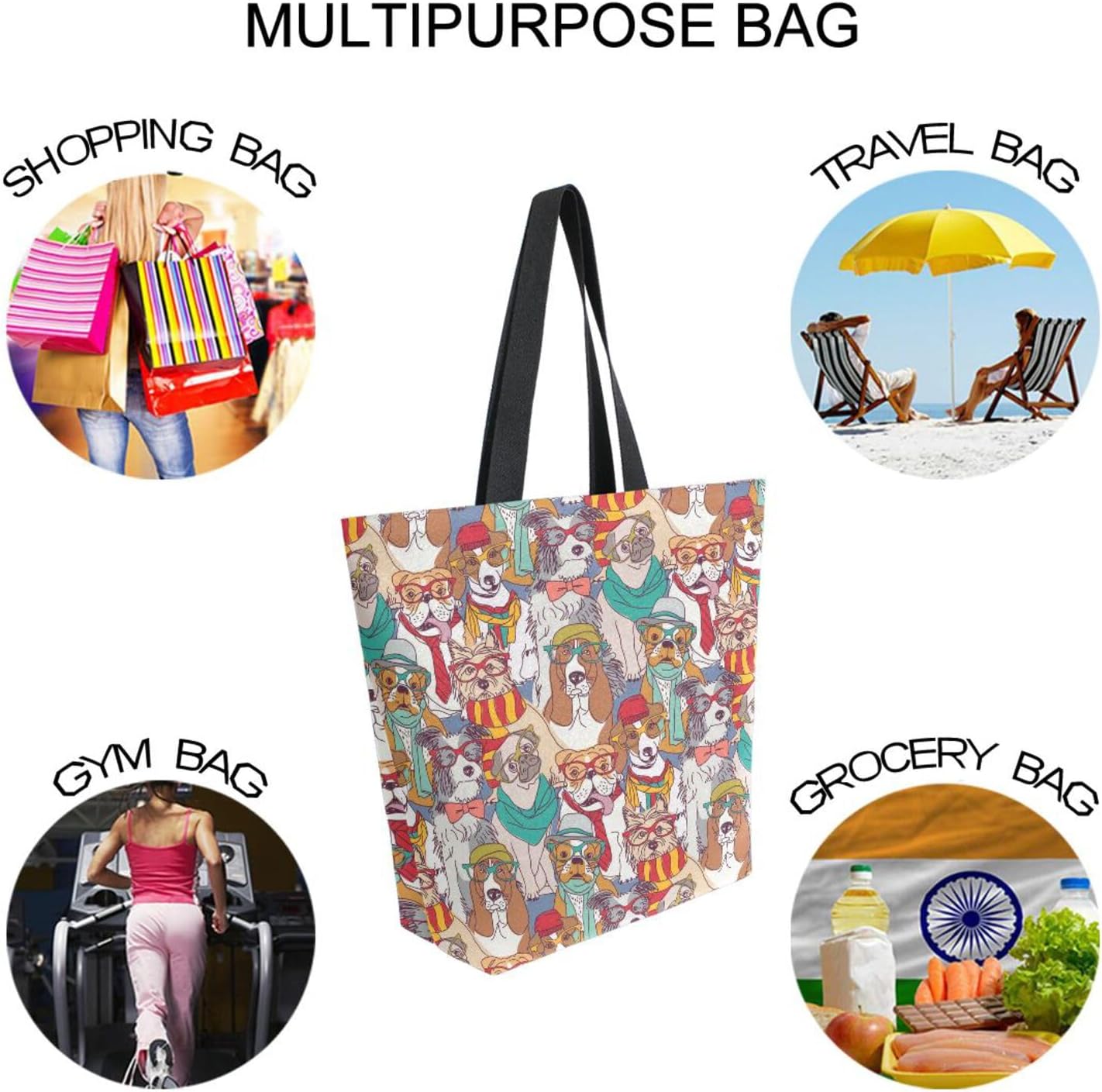 ZZKKO Japanese Cherry Canvas Tote Grocery Bag Shoulder Casual Book Bag - Image 7