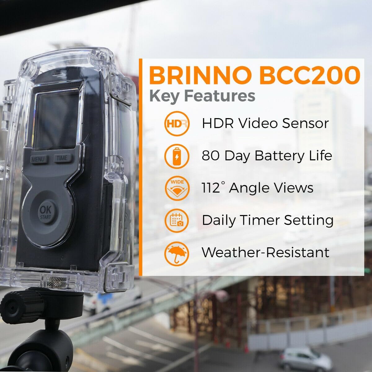 Brinno BCC200 - Construction & Outdoor Security Time Lapse Camera Trio Bundle Pack - 42-Day Battery Life - 720P - Includes: TLC200 Pro Camera, Clamp, & Water-Resistant Case - (2-Pack)