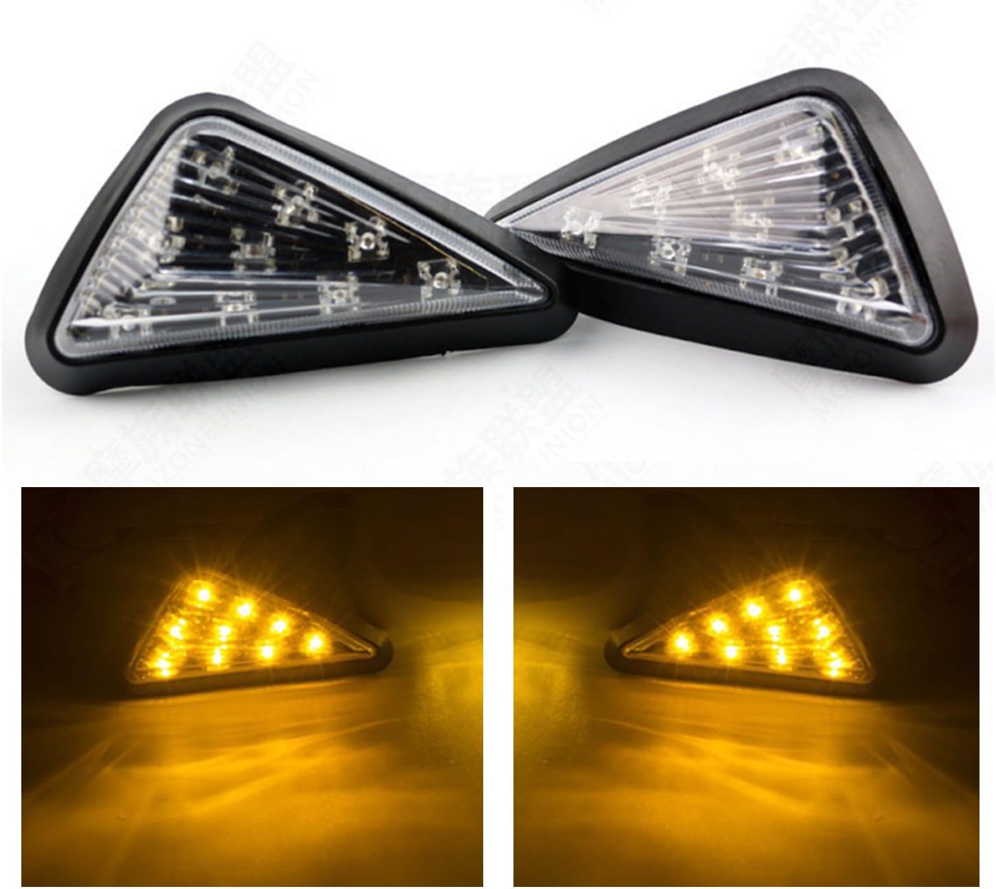 Triangle Flush LED Motorcycle Turn Signals Blinkers Indicator Lights 1 Pair (Amber)