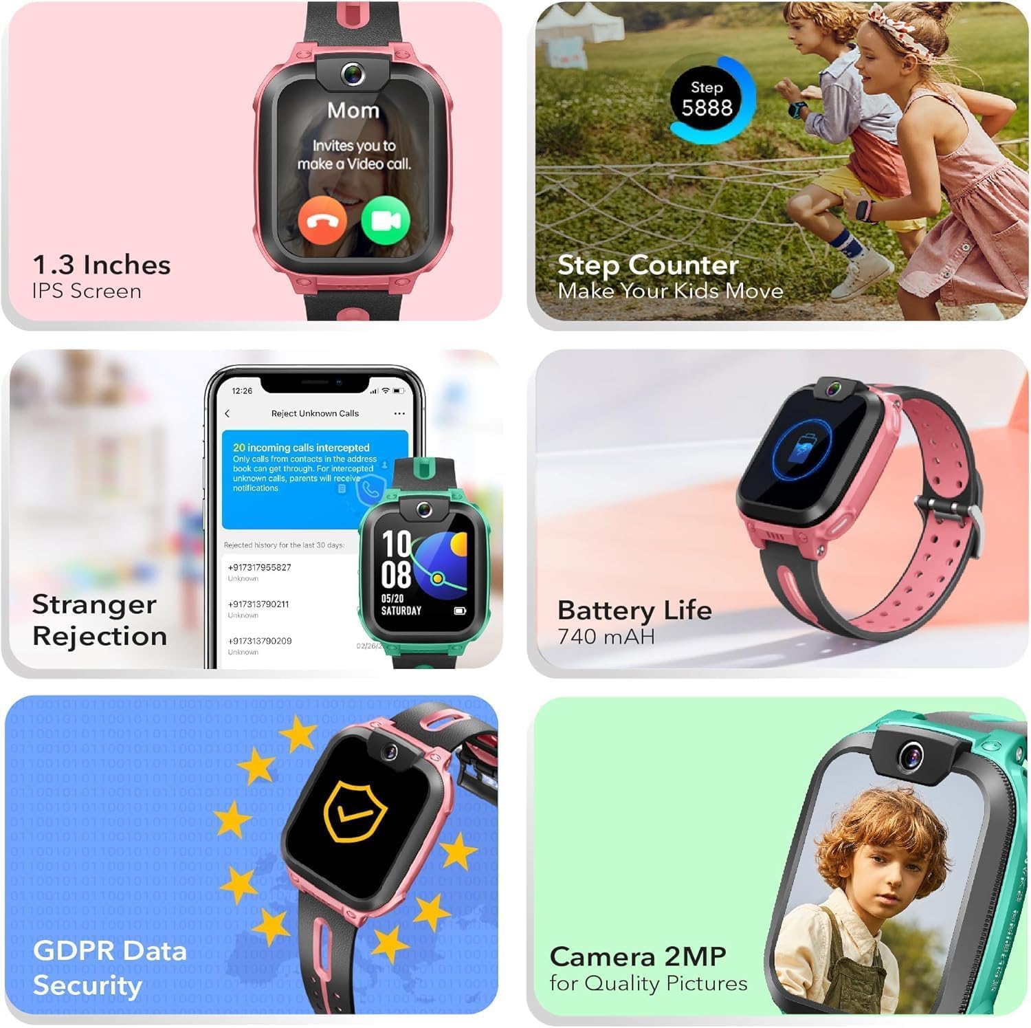 imoo Watch Phone, Smartwatch para niños 4G con videollamadas en HD, Smartwatch para niños con posicionamiento GPS en Tiempo Real, Resistencia al Agua IPX8 (Z1, Verde)