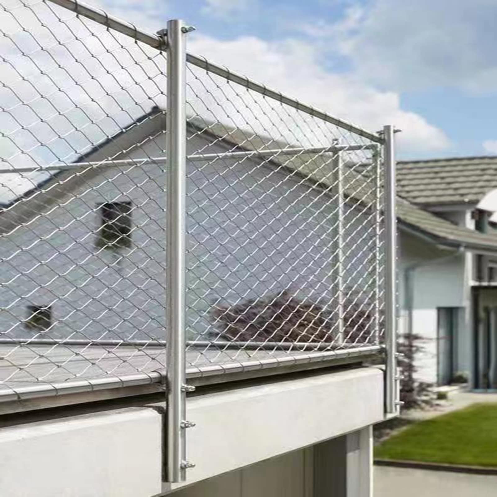 Rete metallica in acciaio inossidabile per piante rampicanti Rete di protezione per balcone personalizzabile (colore: argento Dimensioni: 1x12m) - Forte barriera di sicurezza