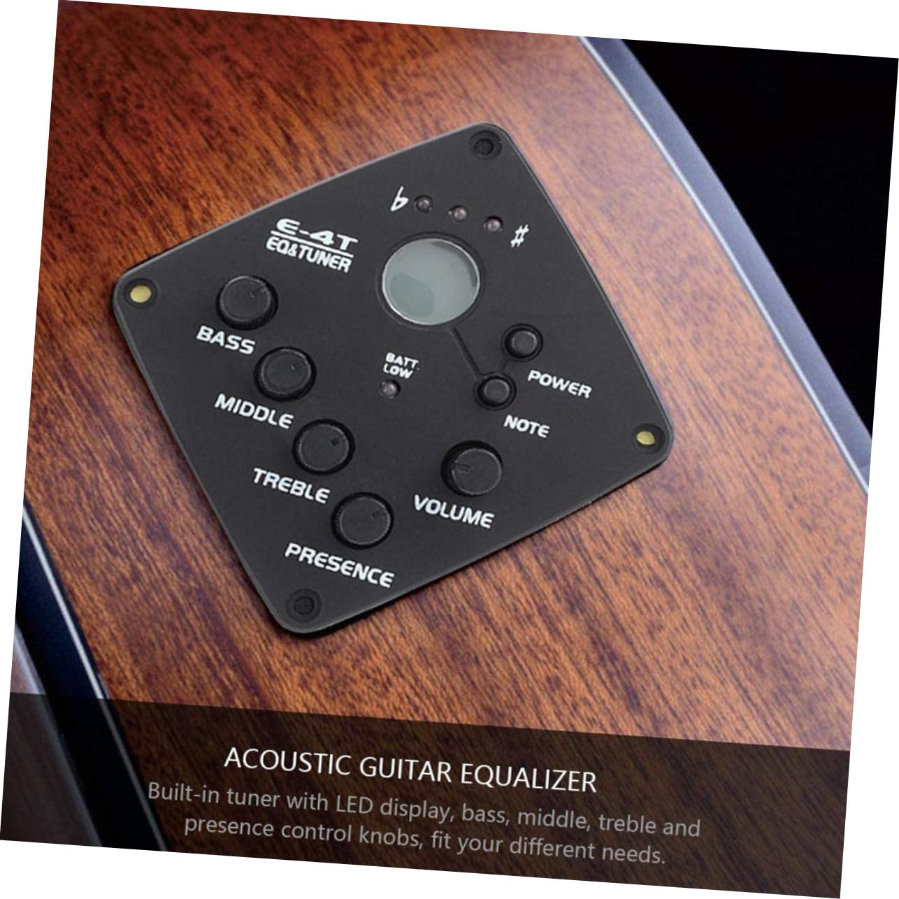 Pickup Nero Bande a e Chitarra Leggero per Eq E-4t 4 Acustica Folk Facile da Installare, in Plastica Strumenti Musicali Performance Live