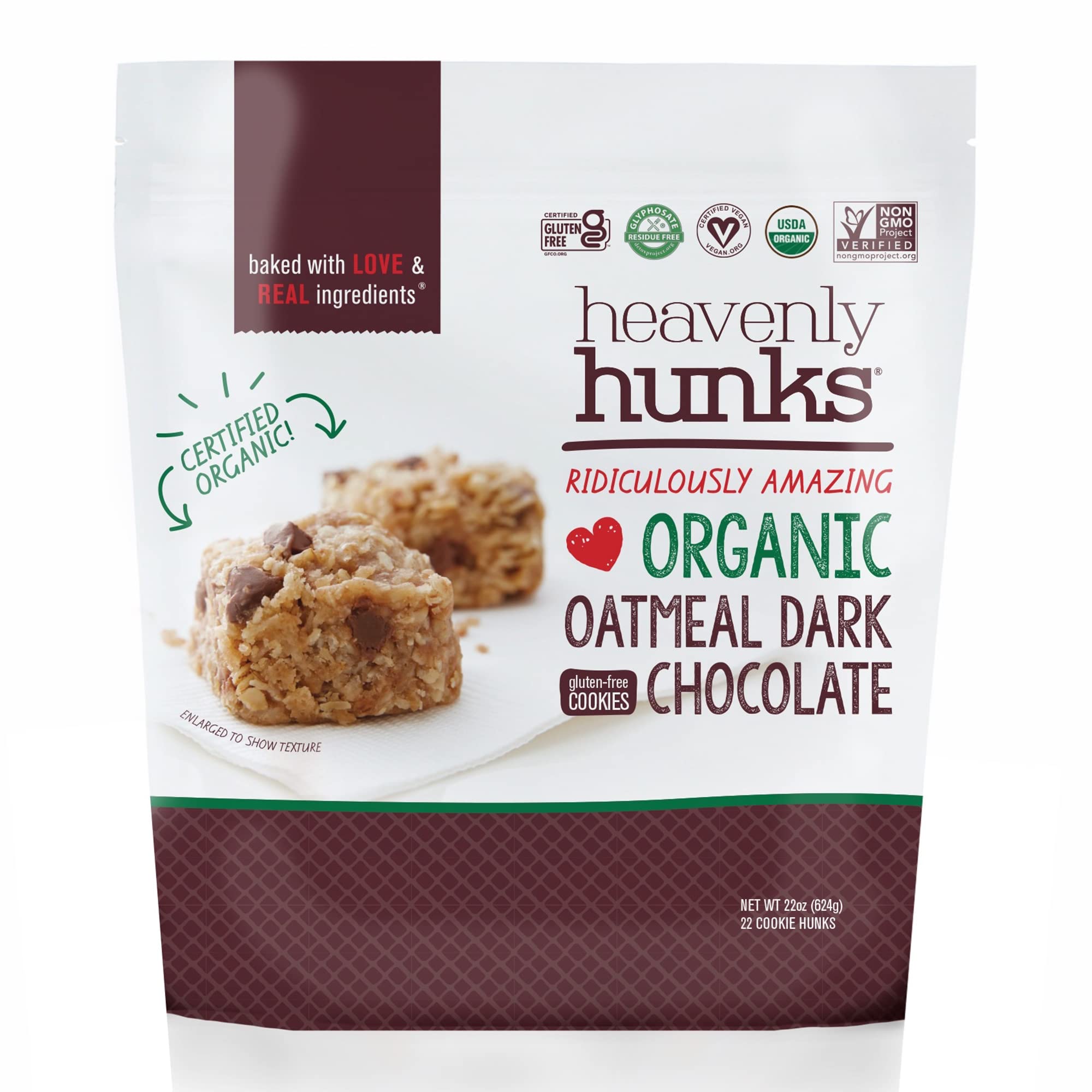 Heavenly Hunks Oatmeal Dark Chocolate, 22 oz Bag OLYRA Organic