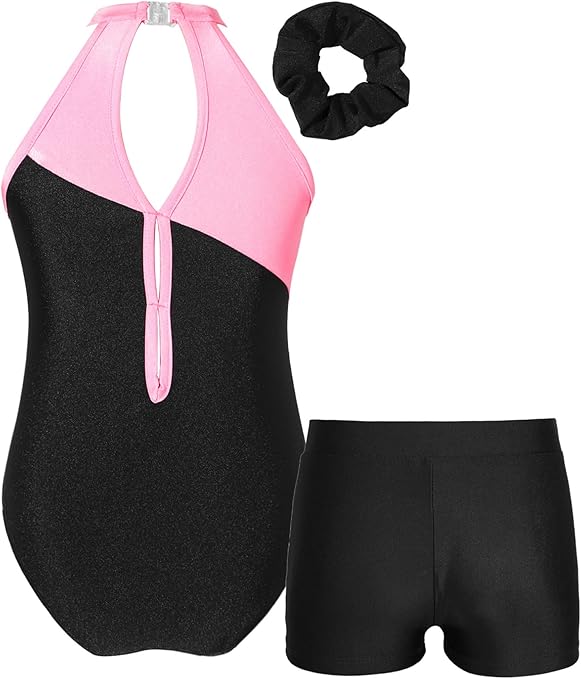 Costume Danza Con Rete Body Ginnastica Ragazze Con Paillettes - Tutina Danza Con Pantaloncini BAOHULU Body Ginnastica Ragazze Paillettes - Foto 6