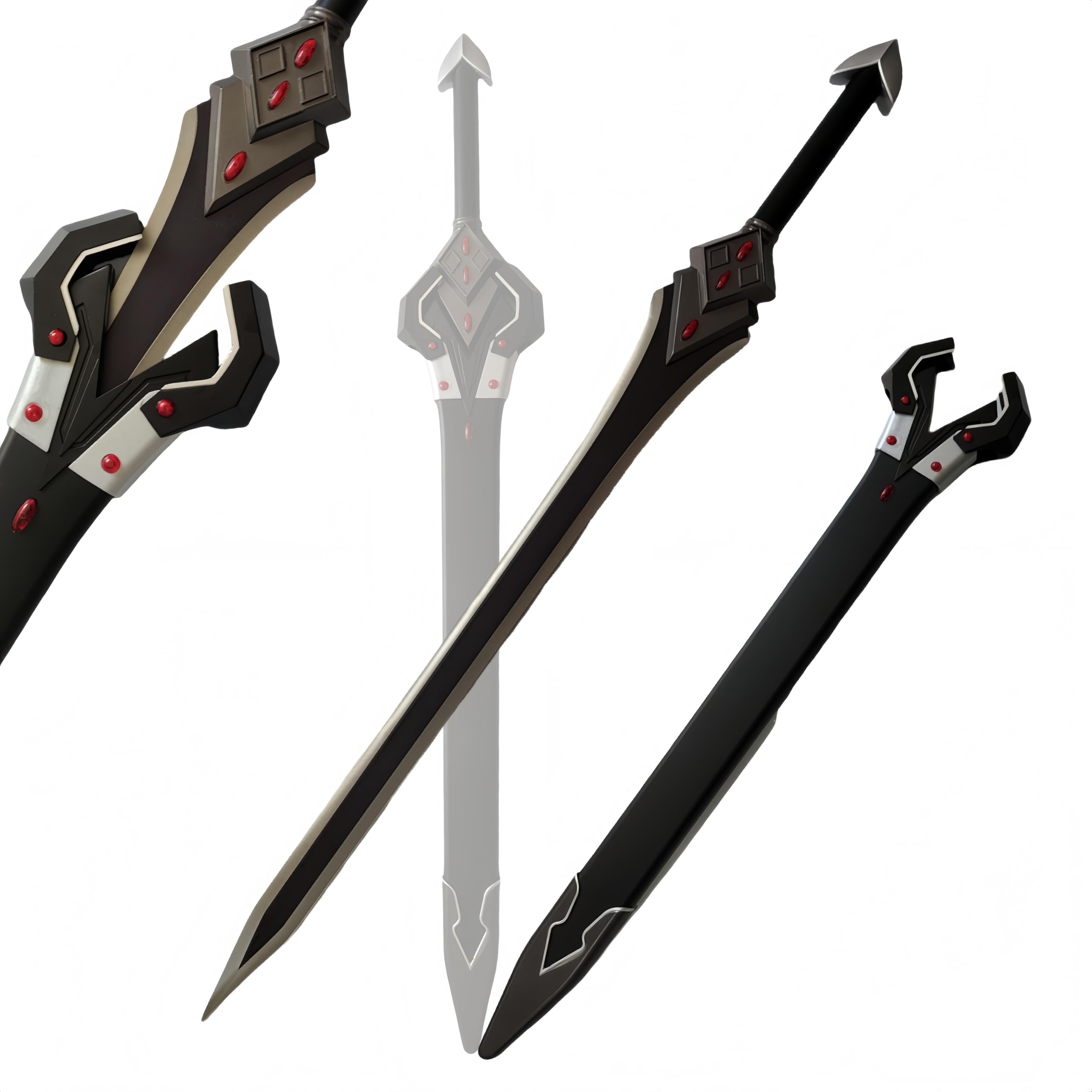 Sword Valley Undefeated Bahamut, Lux Arcadia Sword - Black Ornamental Anime Sword with Scabbard – Stainless Steel Blade, 108cm/42.52" - Cosplay Props,