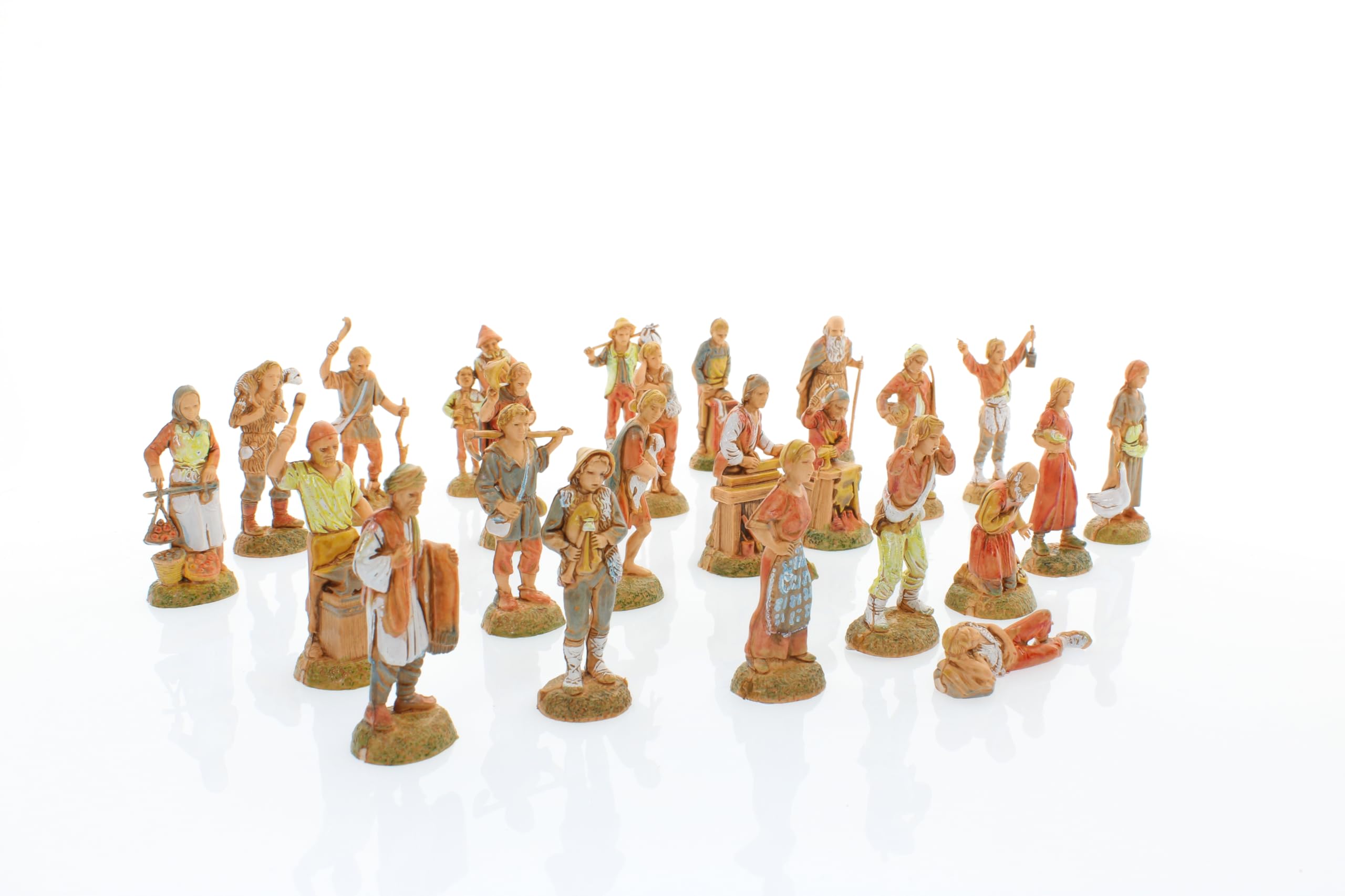 Moranduzzo Gruppo Pastori 24 Personaggi per Presepe da 6 cm – MINI 6 – Scala 1:32 – Statuine Indistruttibili Rifinite a Mano, Scultore M. Landi, Made in Italy