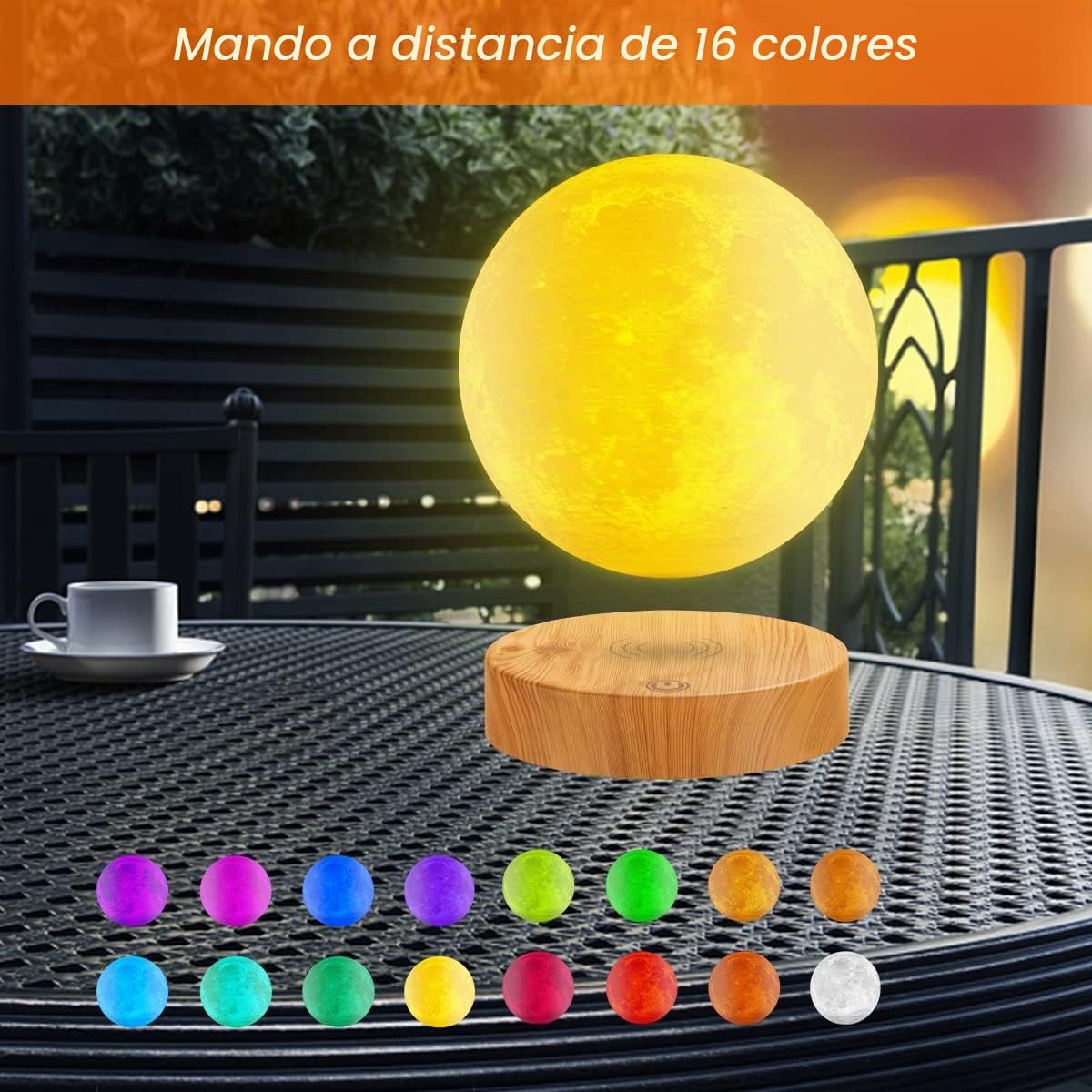 Levitando la lámpara de la luna, flotando y girando en el aire. Imprimiendo en 3D la luz de la luna del LED, para regalos únicos de vacaciones, decoración de la habitación (blanco)