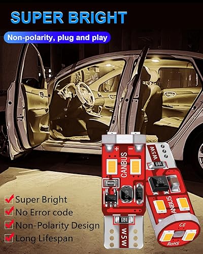 Miniatura 6 de Canbus - Bombilla LED 194 168 2825 W5W T10 para automóvil, sin errores, sin polaridad, para matrícula, cúpula, mapa, luces de puerta de cortesía