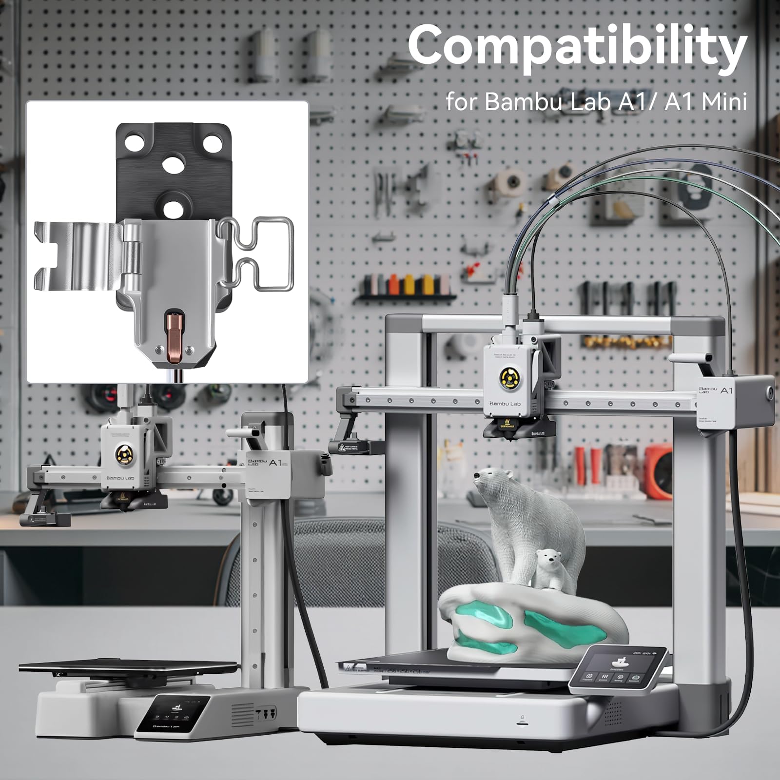 A1/A1 Mini Hotend Heating Assembly Kit kompatybilny z drukarką Bambu Lab A1/A1 Mini 3D, wymienny zestaw elementów grzejnych z termistorem, szybkozacisk, zamocowany blok grzewczy