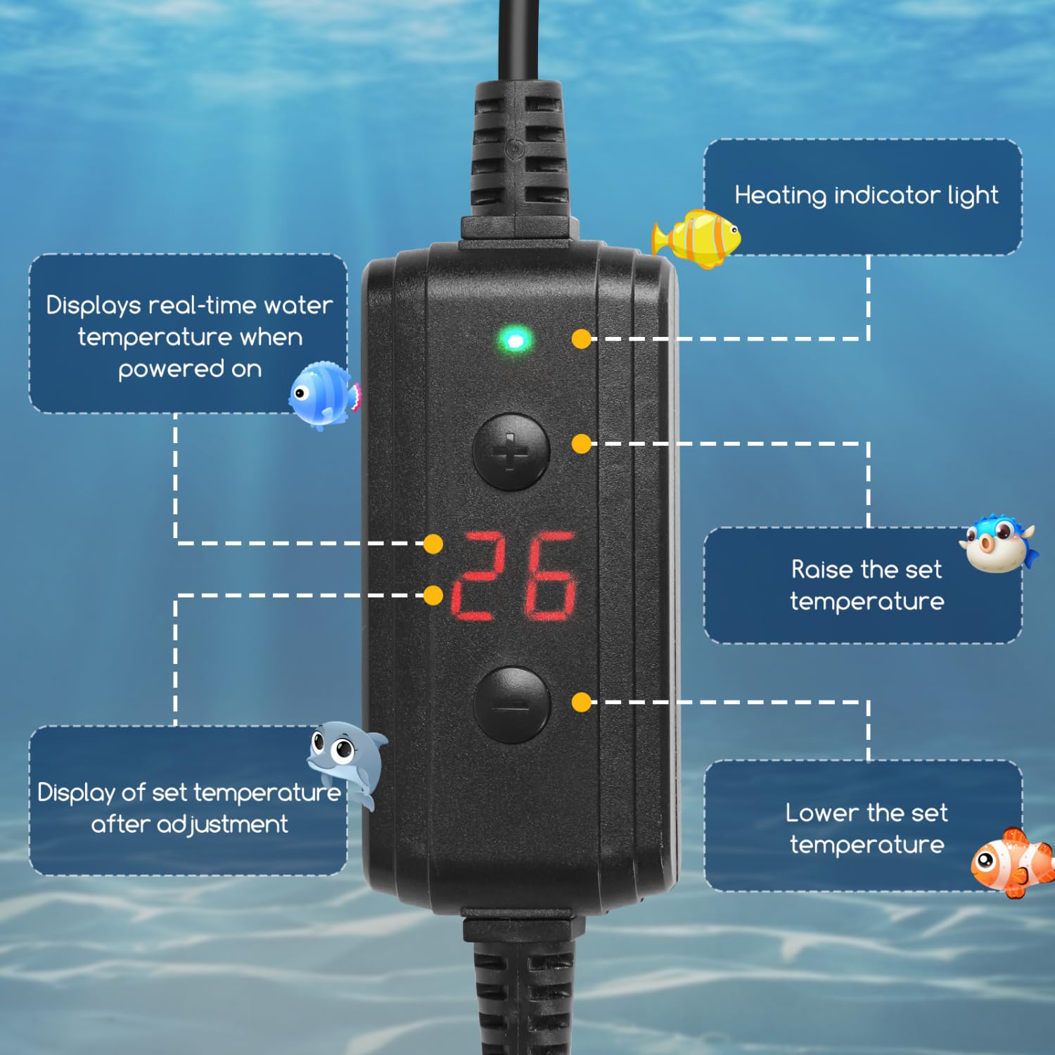 Nobleza Aquariumverwarmer 30 100L, 100W Dompelbare Aquariumverwarming Verstelbare Thermostaat Verwarming Met Temperatuurweergave 18 32c 1539329280