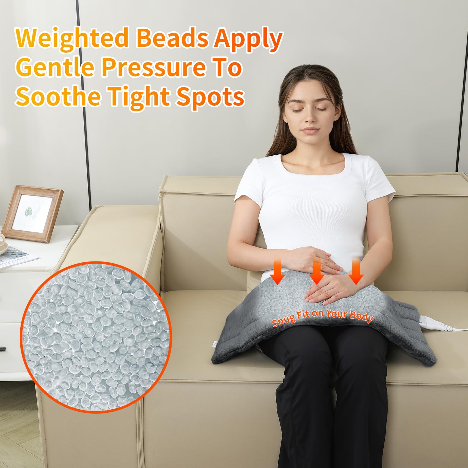 Almohadilla térmica para espalda, almohadilla térmica pesada para cuello, hombros, calambres y rodilla, 3 modos de masaje y 3 niveles de calor, apagado automático, regalos cálidos para