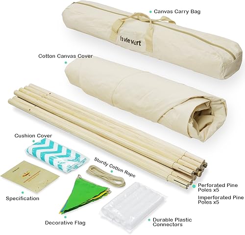 Miniatura 5 de Casa de juego para niños Lavievert tipi indio de lona con dos ventanas, viene con una bolsa de transporte de lona