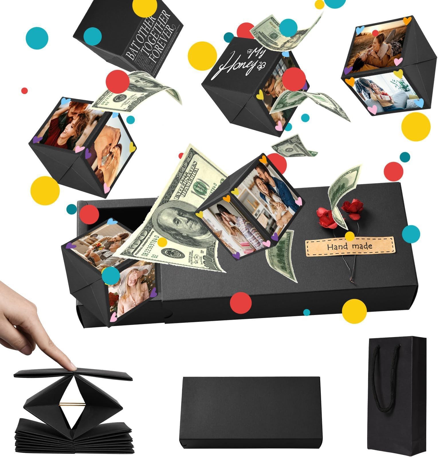 Neioaas DIY Surprise Gift Box With Accessories Set - Creative Bounce Box for Money & Photos, Unique Romantic Gift for Birthday, Valentine's Day, Anniversary, Wedding