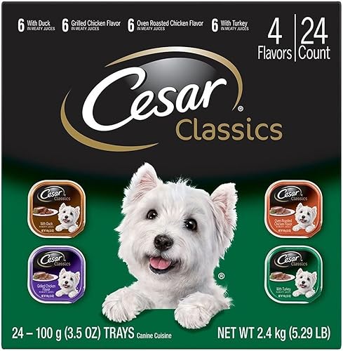 CESAR Classics - Paquete variado de alimentos húmedos para perros adultos aves de corral 35 onzas paquete de 24 1