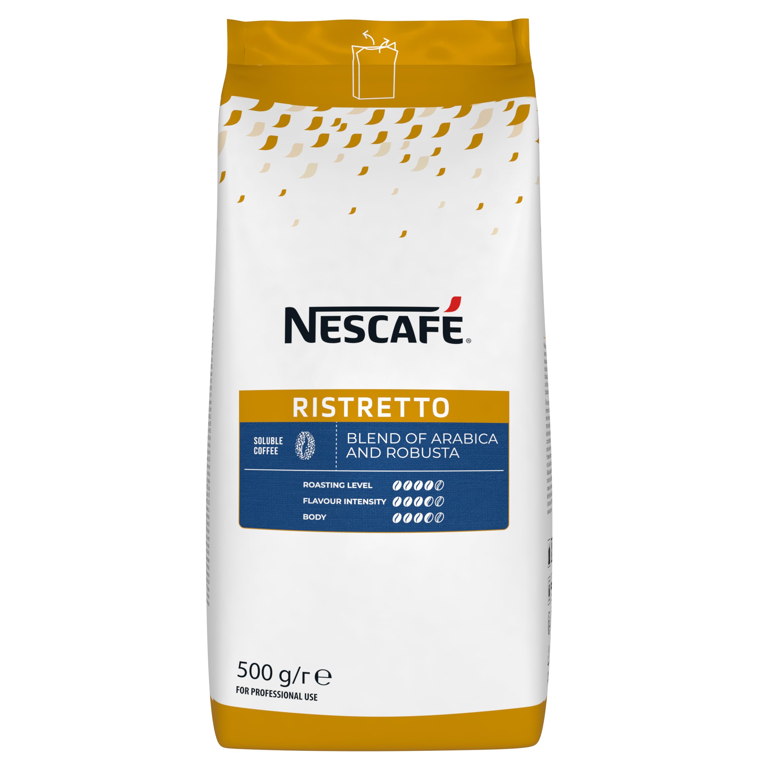 NESCAFÉ Ristretto – löslicher Kaffee überwiegend Arabica – in Pulver – Fruchtige und Röstnoten – 100 % verantwortungsvollere Versorgung – 500 g Beutel