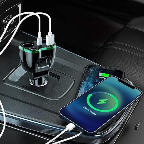 Miniatura 5 de 【Actualizado 2025】Divisor de Encendedor de Cigarrillos, Adaptador de Encendedor de Cigarrillos SUPERONE de 180W con 2 Toma y Cargador de Coche USB C