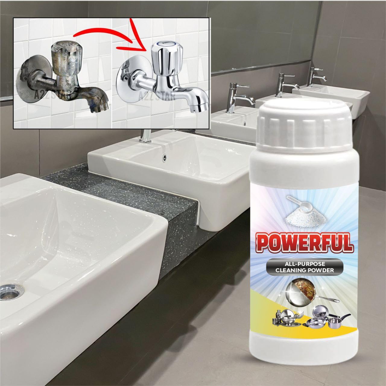 SCENTORA Foam Rust Remover Kitchen All-Purpose Cleaning Powder, All-Purpose Instant Kitchen Cleaning Powder, Clean Greasy Dirt Kitchenware Kitchen Cleaner (2) 2