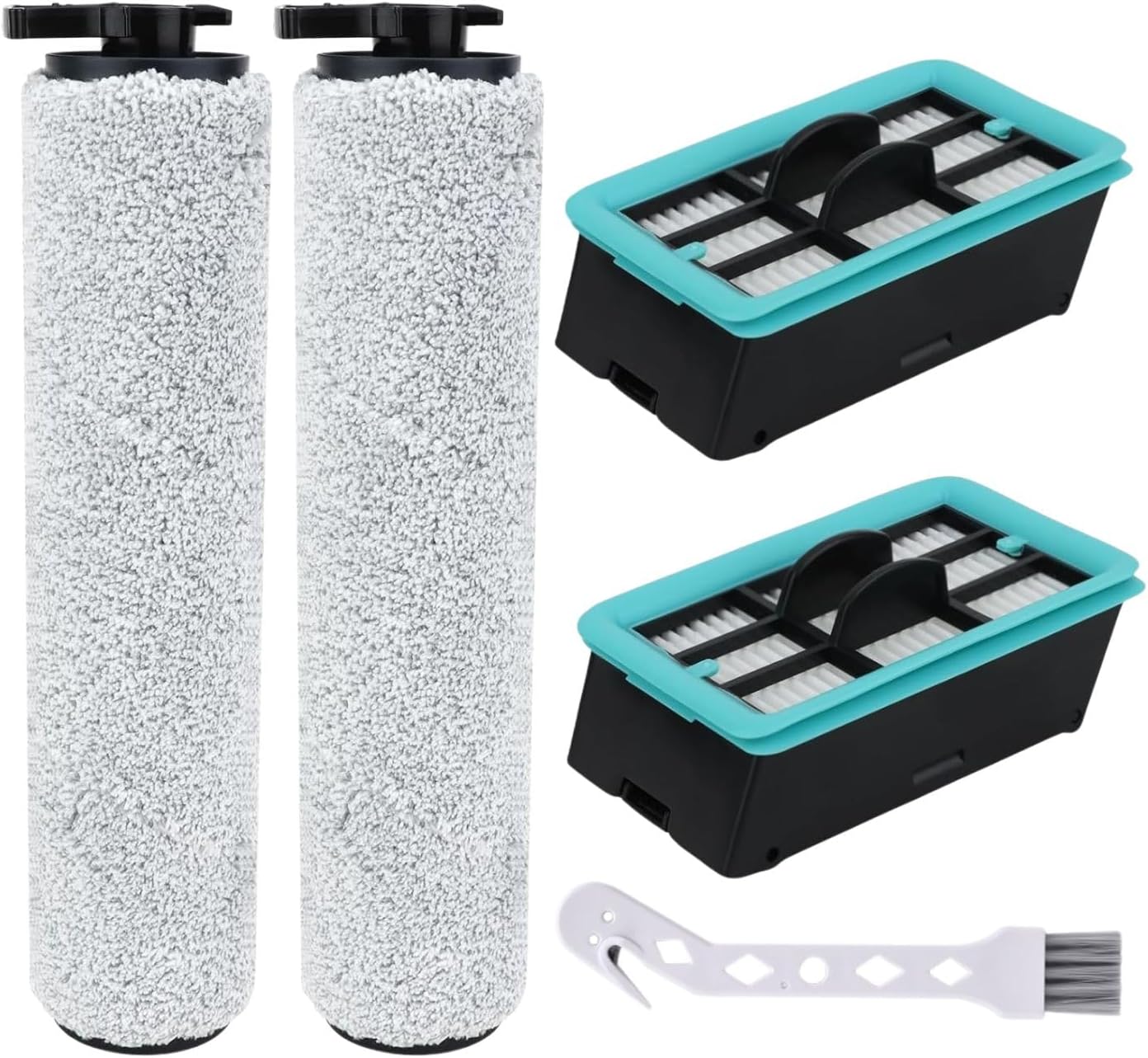 3831 Brush Roll and Filter Replacement Parts for Bissell Crosswave Hard Floor Expert Vacuum 3831 HF2 3845N 3847 3848 4 Pack for Floor Scrubber Wet Dry Vacuum Accessory Kit, 2 Brush Rolls & 2 Filters