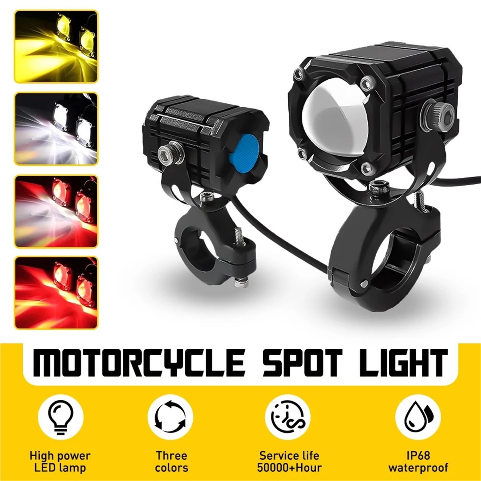 Faro De Motocicleta Faro LED Motocicleta Alta Blanco Amarillo Rojo Para Coche ATV Scooter Antiniebla Lámpara Auxiliar Trabajo