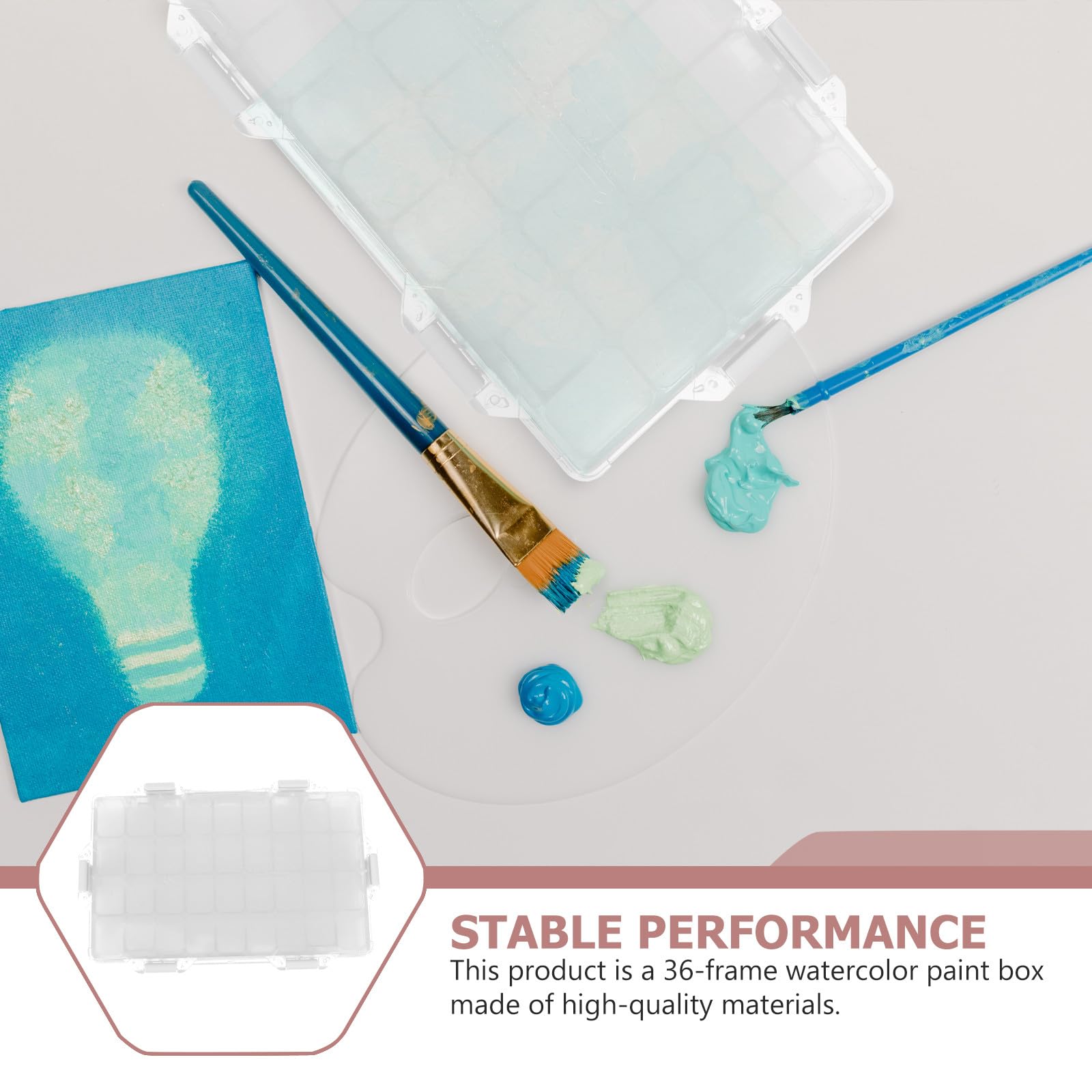 Boîte à Aquarelle 36 Cases en Abs Plaque de Fixation de Couleur, Hermétique et Étanche, Plateau à Pigments pour Mélange, Rangement Peinture, Artistes et Étudiants
