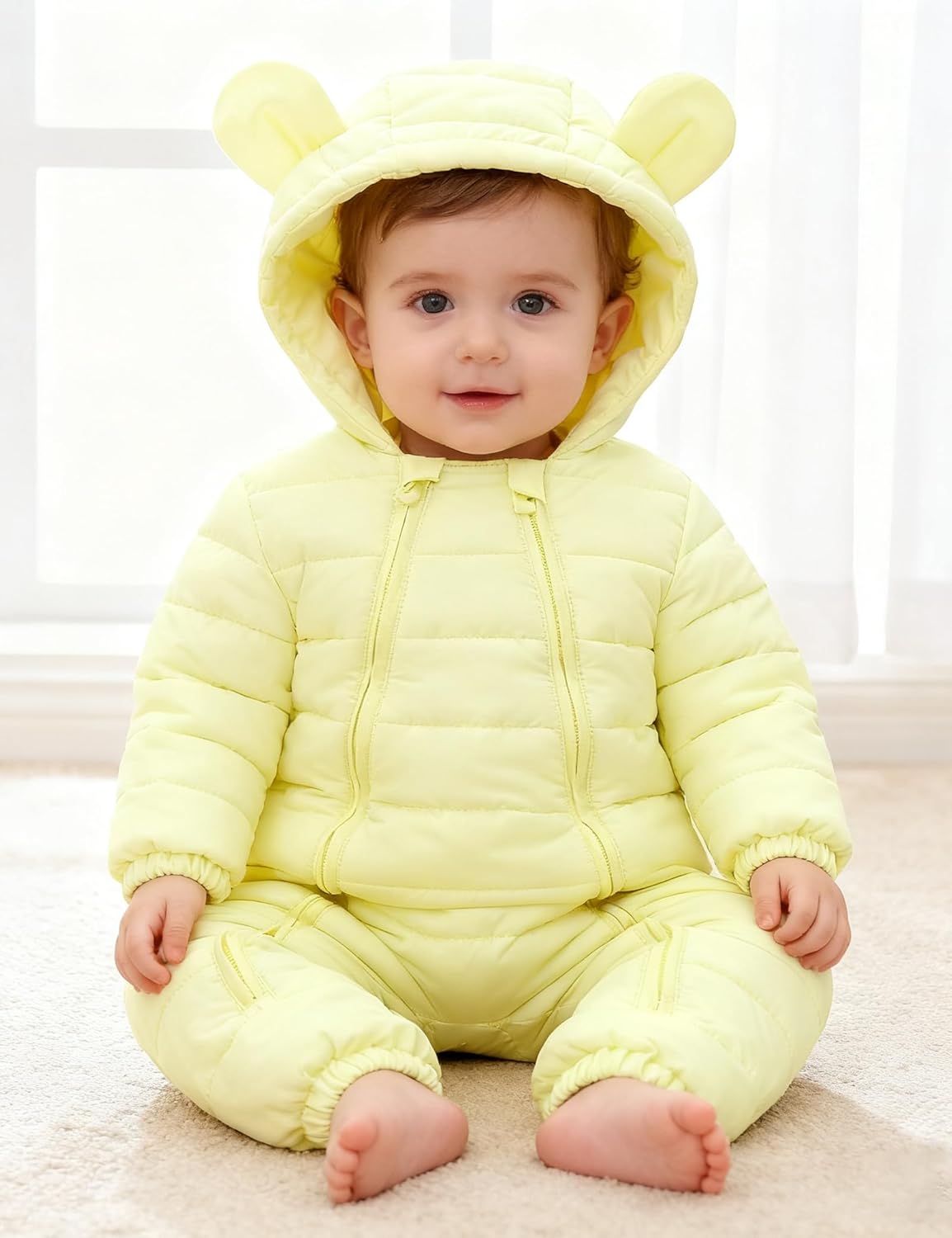 Infant Baby Snowsuit Cute Bear Ears Jumpsuit Newborn Romper Double Zipper Warm Jacket for Winter - Image 4