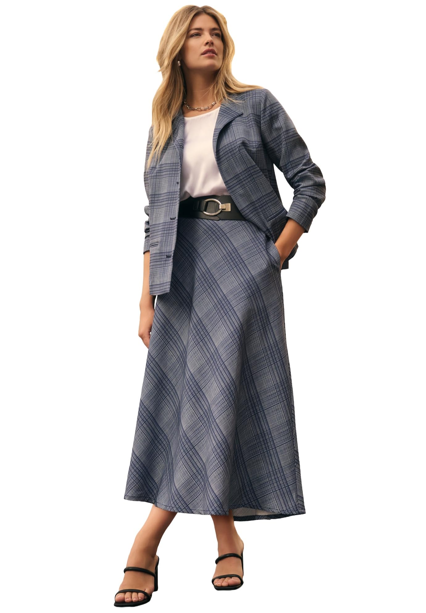 Jessica London Womens Plus Size Bi-Stretch Swing Skirt