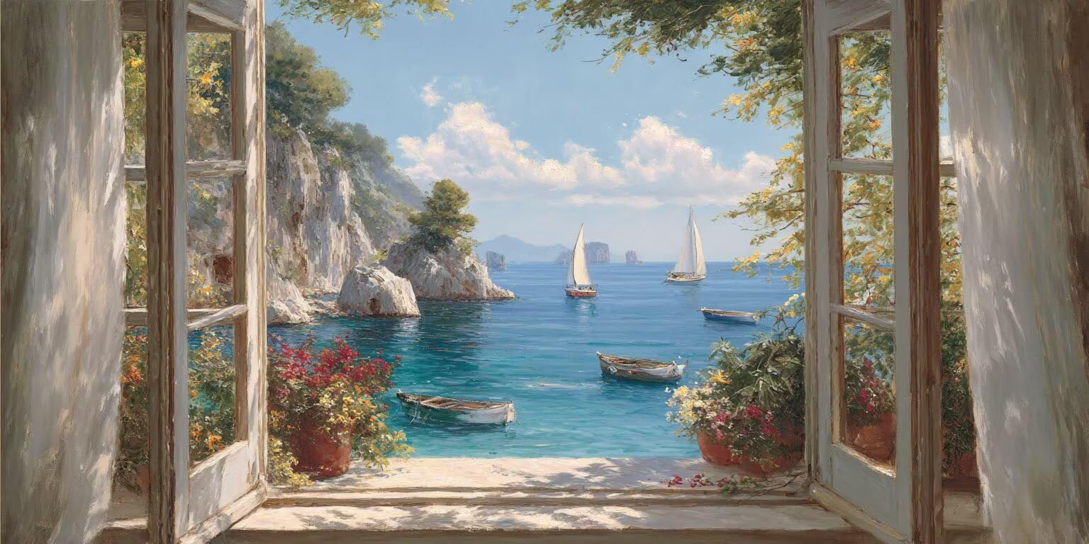 Pintar por Numeros Adultos, Islas De Barcos, 70x90cm 7JGWX-76
