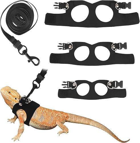 Bearded Dragon Leash and Harness Set, Reptile Walking Accessories Outdoor Safety Equipment for Small Pet Lizards Geckos and Chameleons