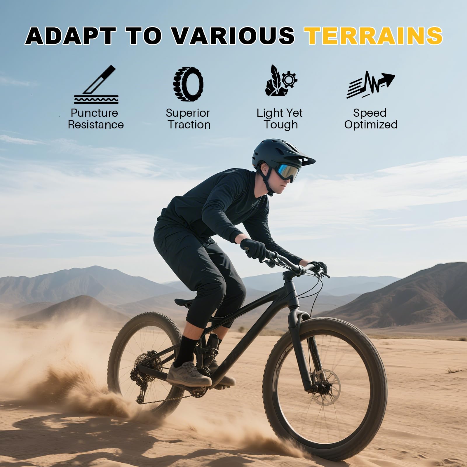 26 Inch Bike Tires Replacement 2-Pack 26x1.95 Bike Tire with Anti-Stab Weave, Folding Mountain Bicycle Tires and Tubes