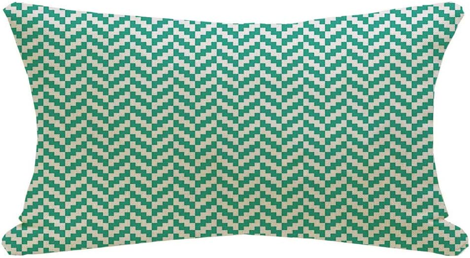 AnmbskLumbar Pillow Cover Brick Mint Old White Vintage Pixel Herringbone Pattern Christmas Classic Geometric Menswear Mosaic Decorative Fall Linen Pillow Case for Couch Bed Car 12x20 Inch