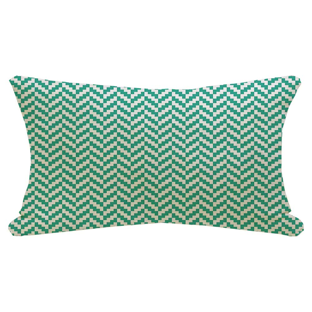 AnmbskLumbar Pillow Cover Brick Mint Old White Vintage Pixel Herringbone Pattern Christmas Classic Geometric Menswear Mosaic Decorative Fall Linen Pillow Case for Couch Bed Car 12x20 Inch