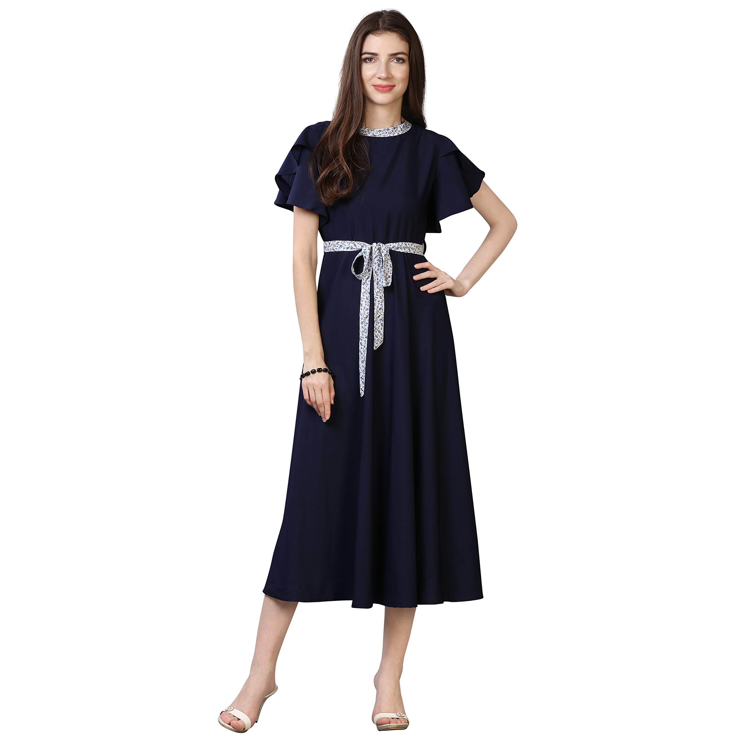 Oomph! Women's Western & Fusion Wear Midi Dresses For Women, Beach, Blue - Md63
