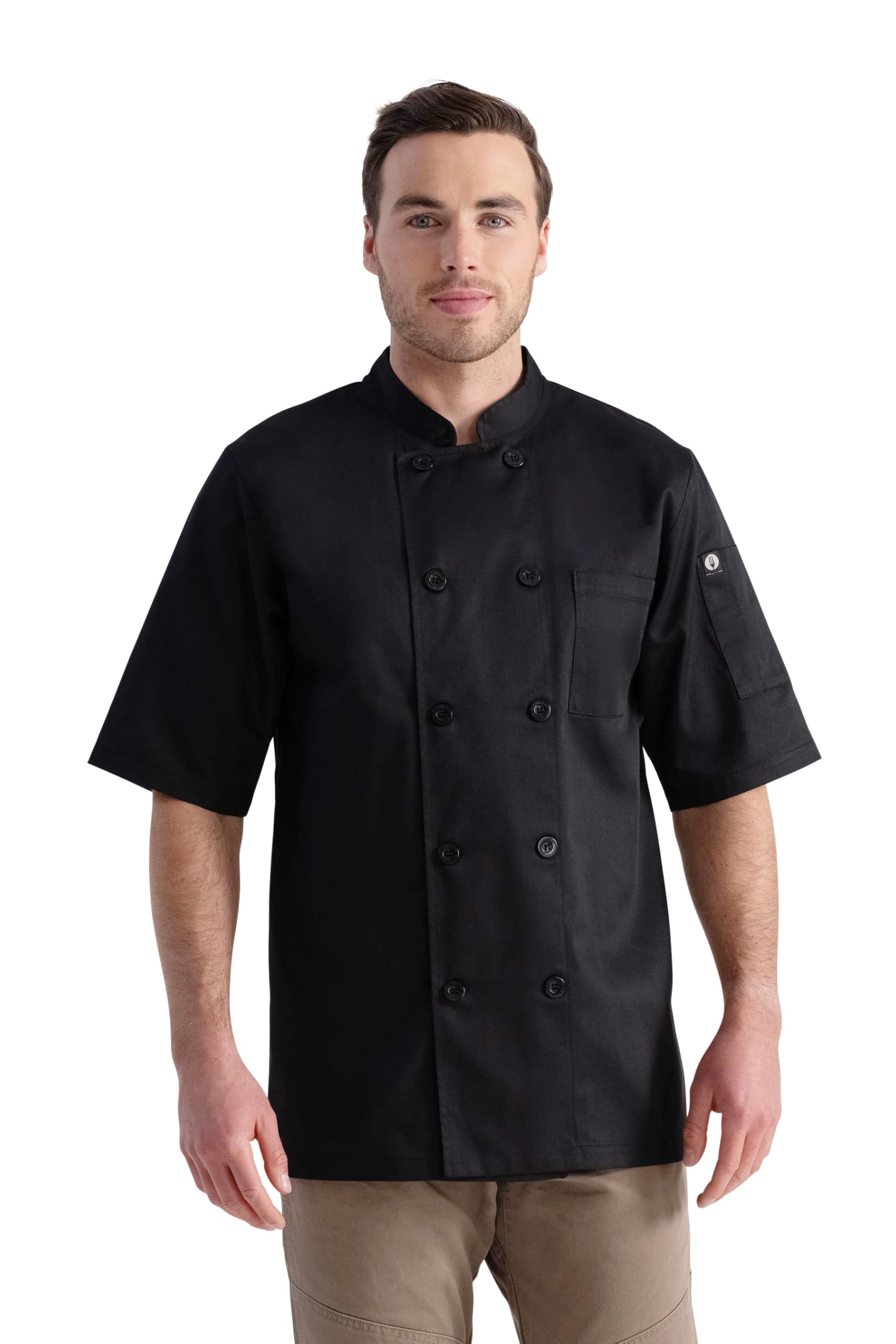 Chef Works Unisex Black - New Volnay Chef Coat, Black, Large
