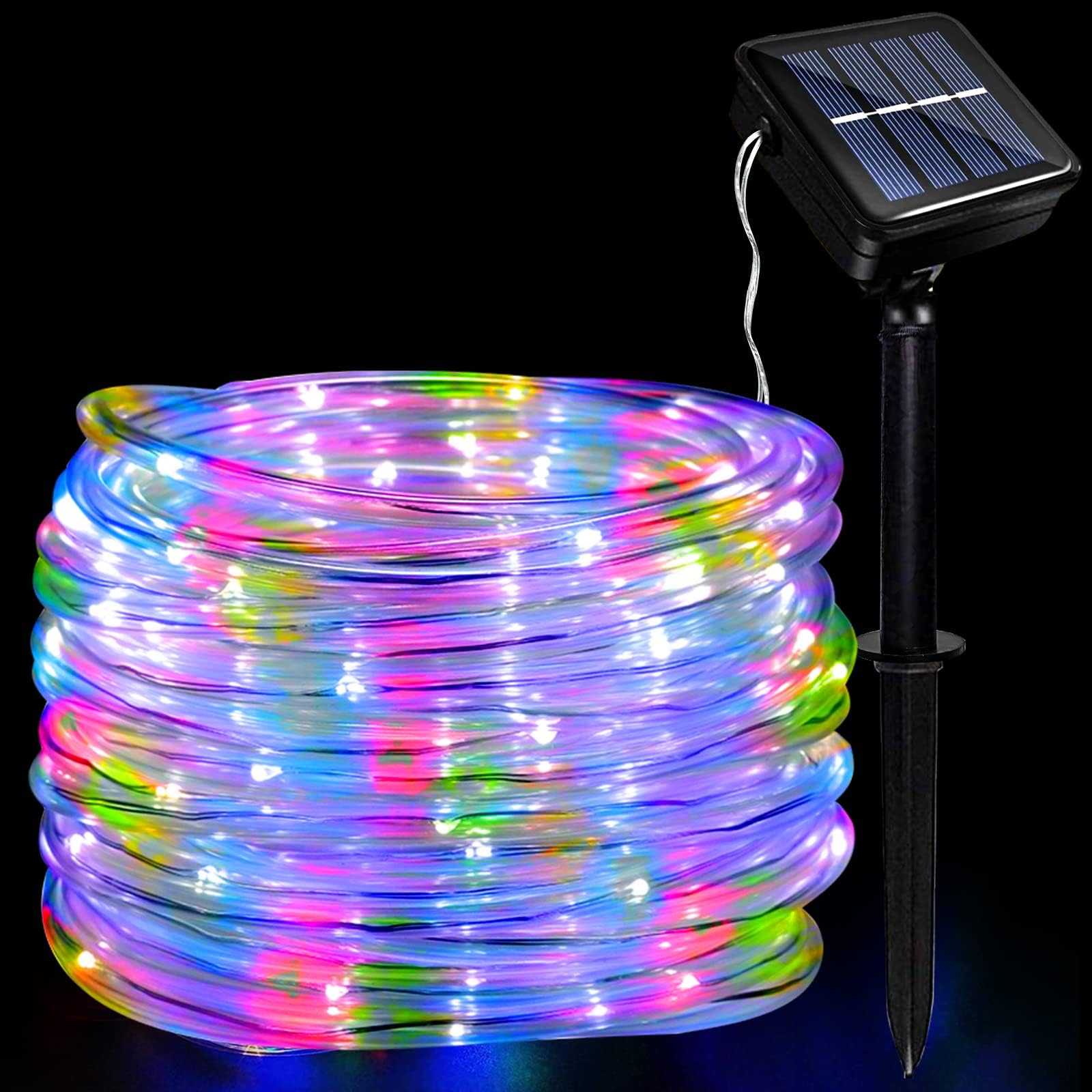 12M Solar Rope String Lights - Multi Colour 100 LEDS, Waterproof ...