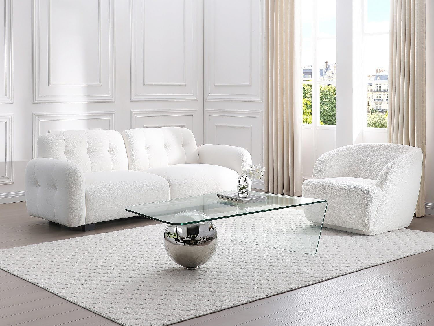 Vente-unique - Table Basse Mundo - Verre trempé et Acier