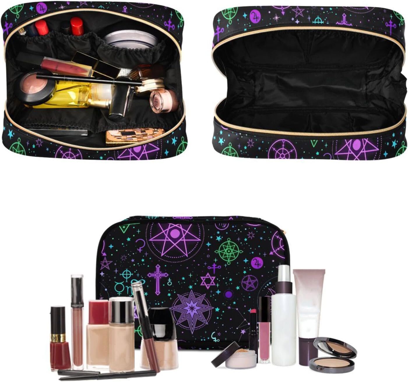 MNSRUU Toiletry Bag Galaxy Symbols Boho Hanging Makeup Bag for Toiletries 3 PCS Travel Toiletry Organizer Bags Portable Clear Toiletry Kit