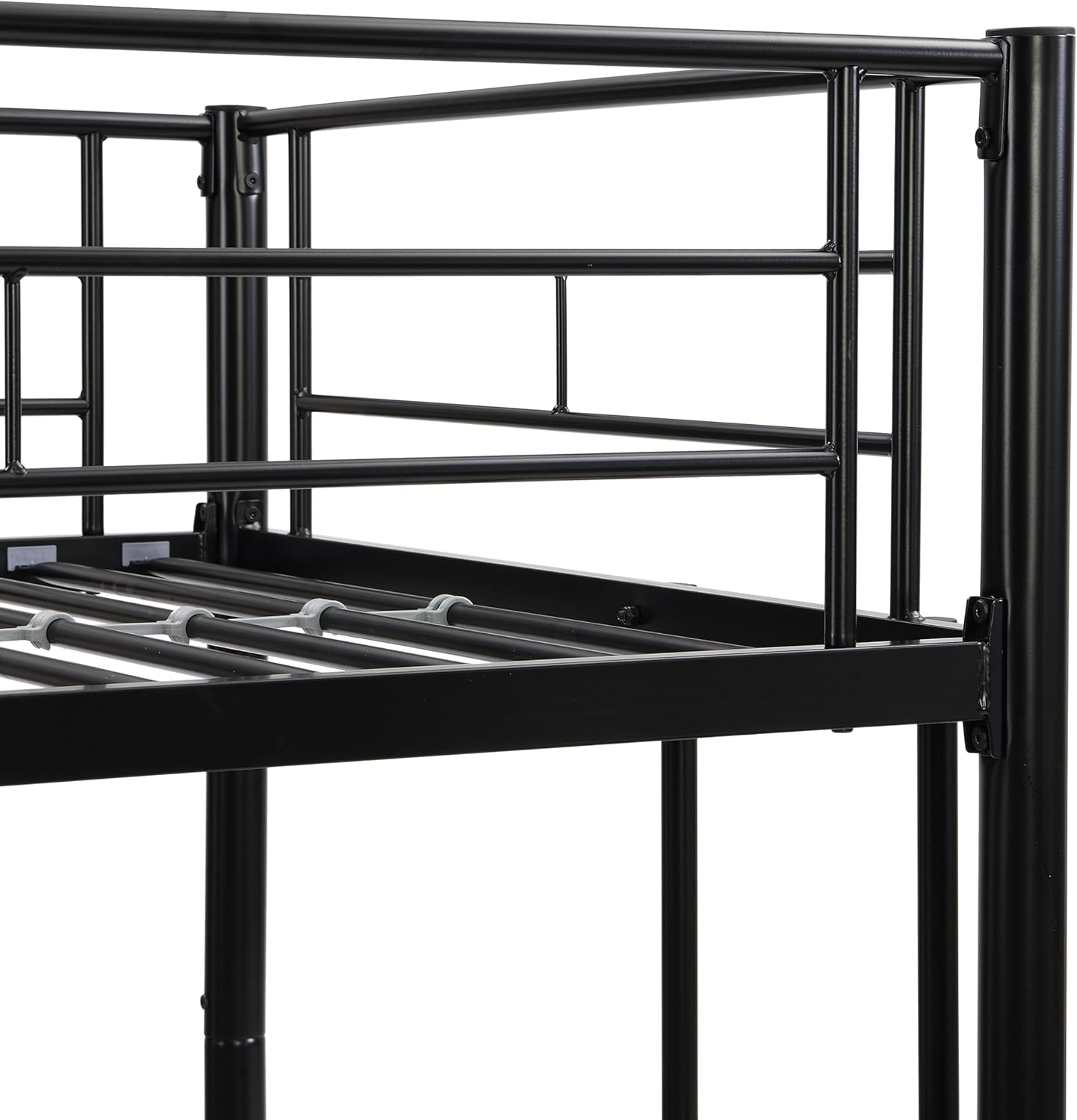 Yehha Metal Bunk Beds for Kids & Youths, Twin Over Twin Bunk Bedframe with 2 Ladders and Full-Length Guardrail, No Box Spring Needed, Noise Free, Convertible 2 Beds, Young Black
