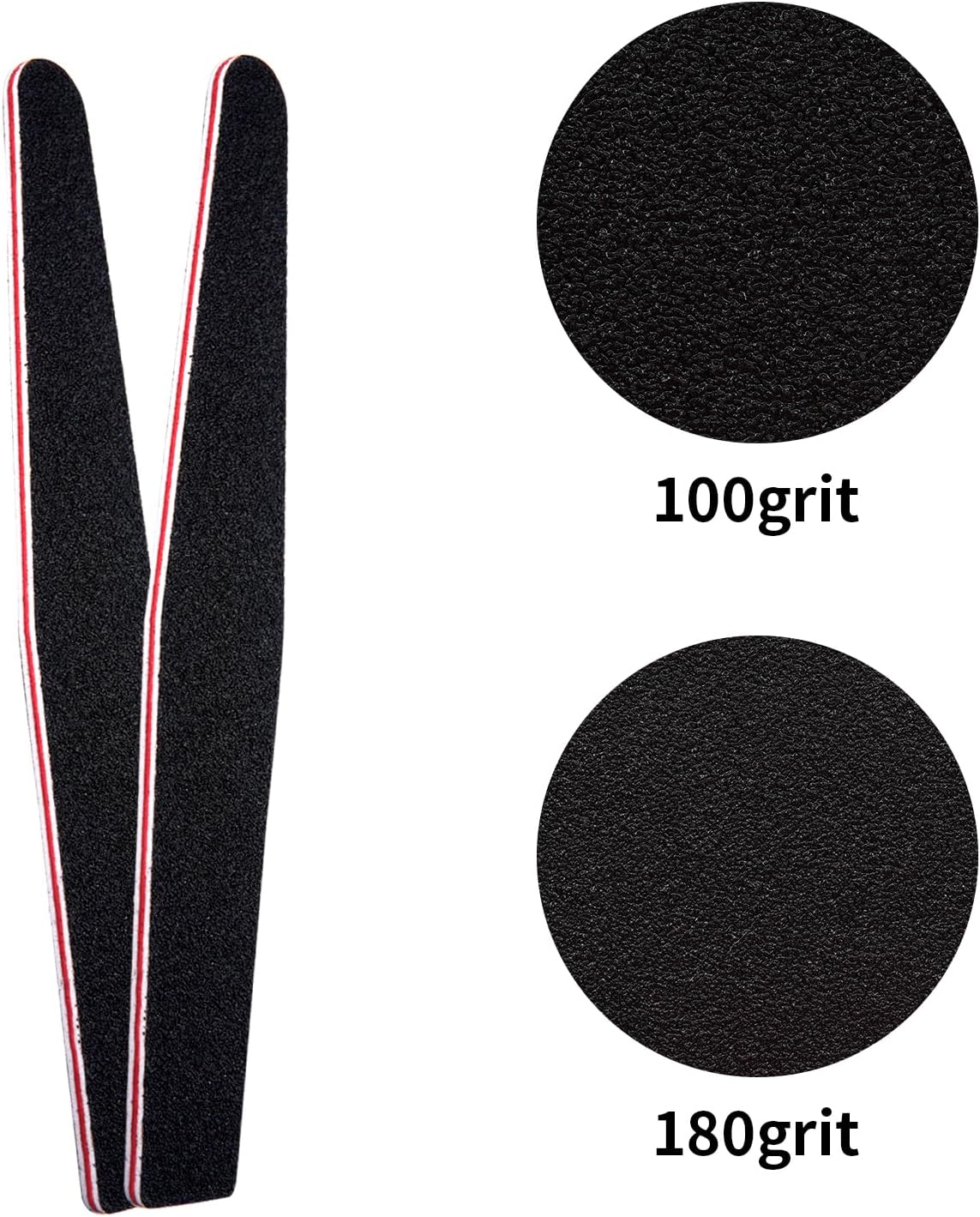 LNAUJS Professional Manicure Tools Kit, 8 Pack Nail File and Buffer Block, Black Nail Pedicure File with 100/180 Grit for Sanding, Buffing, Grinding and Polishing