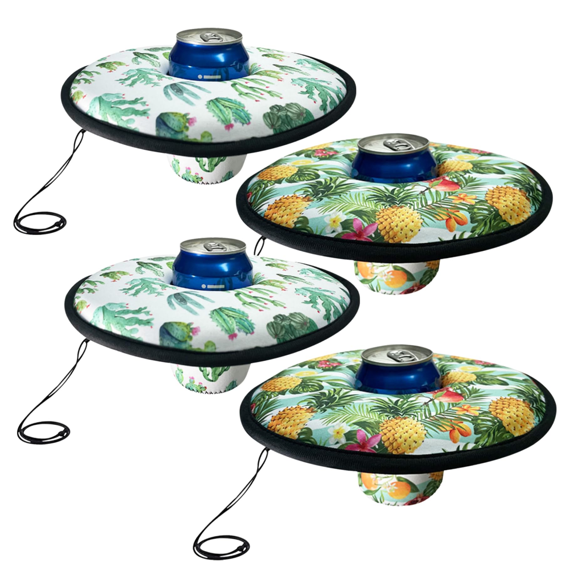 Nirelief 4 PCS Floating Drink Holder 3 in Inner Dia Pool Inflatable Drink Holder with Tie Rope Water Fun Summer Rubber Floaties for Hot Tub, Pool Party, Spa Center Floaties for Fl