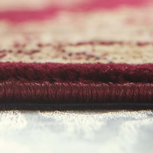 Miniatura 4 de Unique Loom - Alfombra clásica tradicional, colección Versalles, Polipropileno, RojoBorgoña