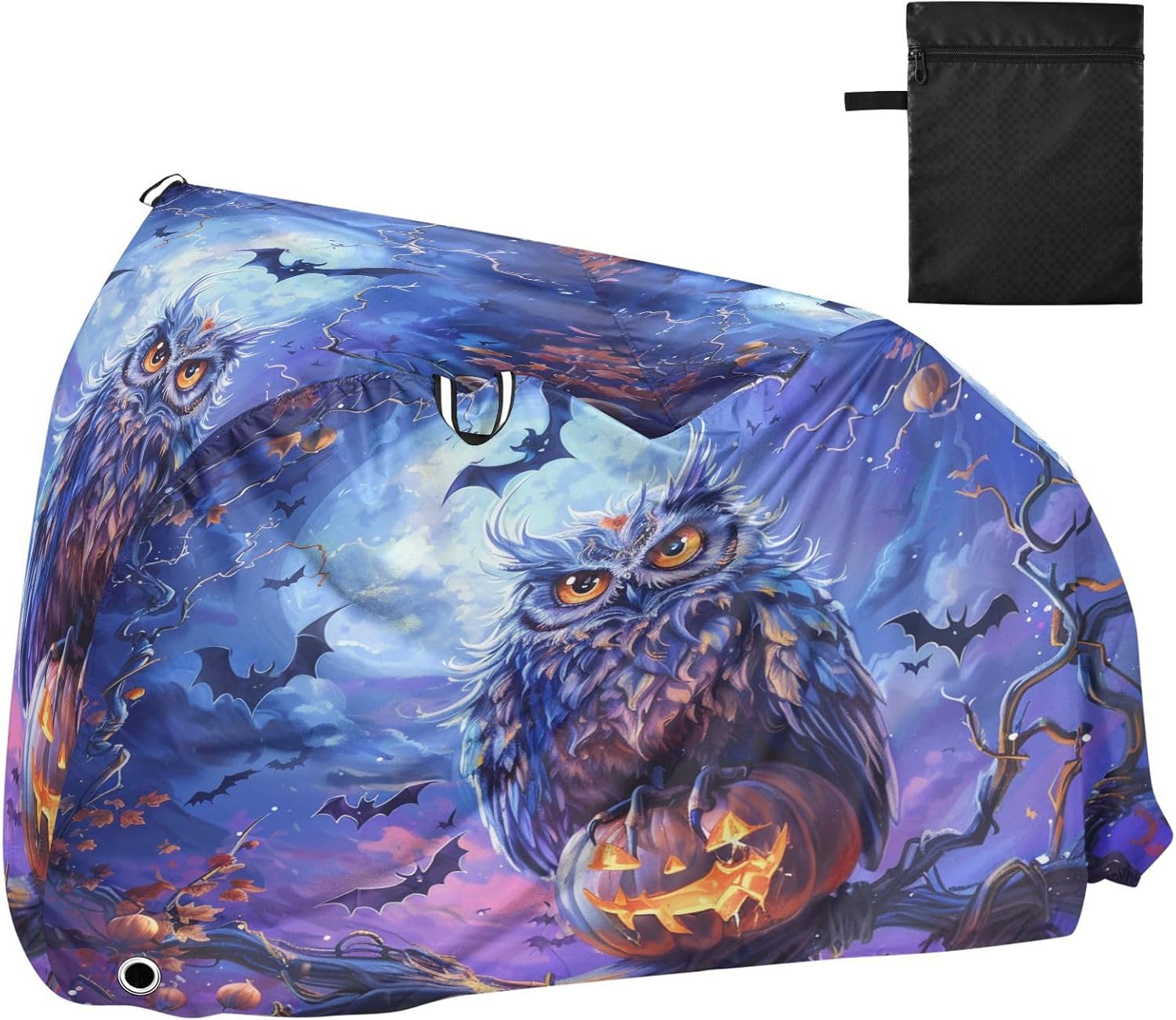 ALAZA Owl Halloween Bike Cover Waterproof Outdoor Ebike Bicycle Covers Tarp Protection for 1/2 Bikes, Sun UV Dust Wind Proof