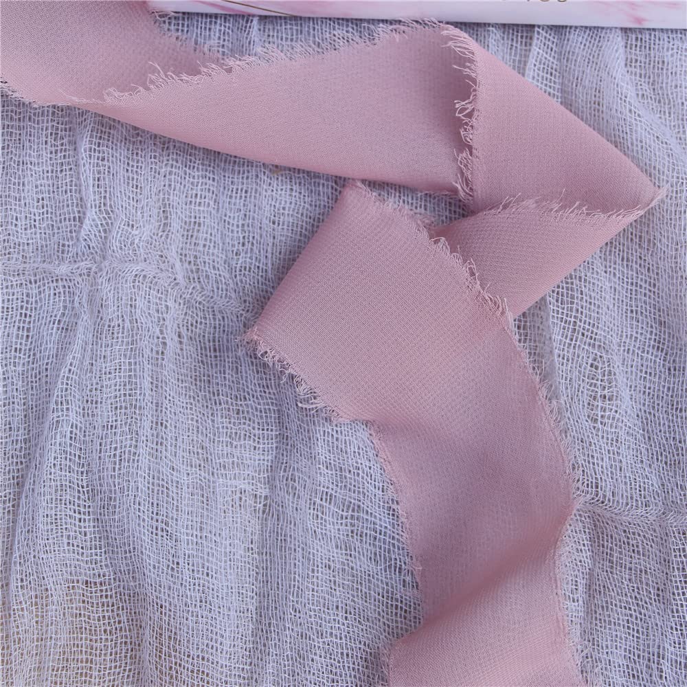4,5 cm x 5,5 m Staubblaues, ausgefranstes Chiffon-Seidenband, handgefertigte Fransen, Bandsträuße, Hochzeitseinladung, Geschenkverpackung, Flatlay-Dekor, Lila