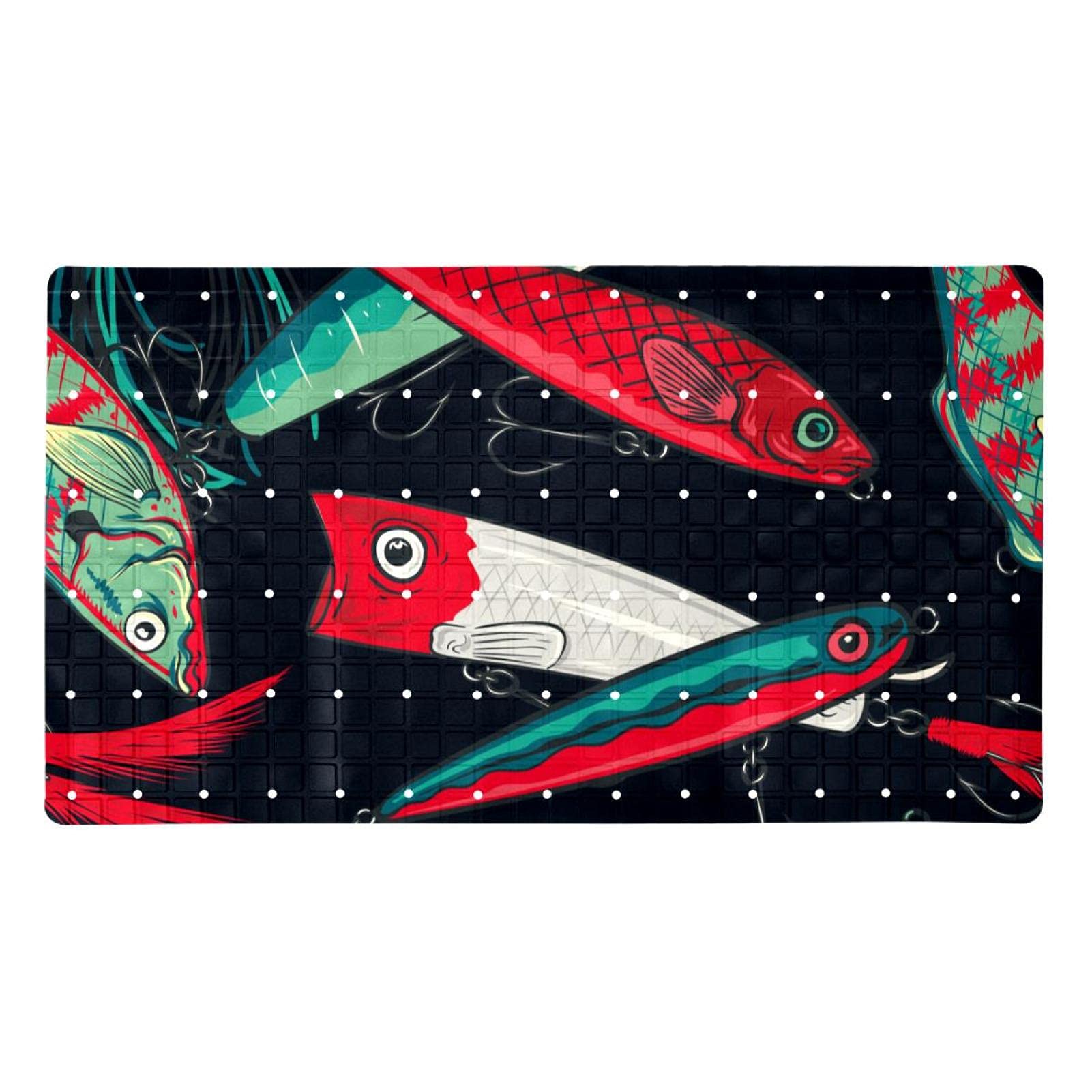 Tapis de baignoire pour enfants et seniors avec trous de drainage sécurisants rouge vert