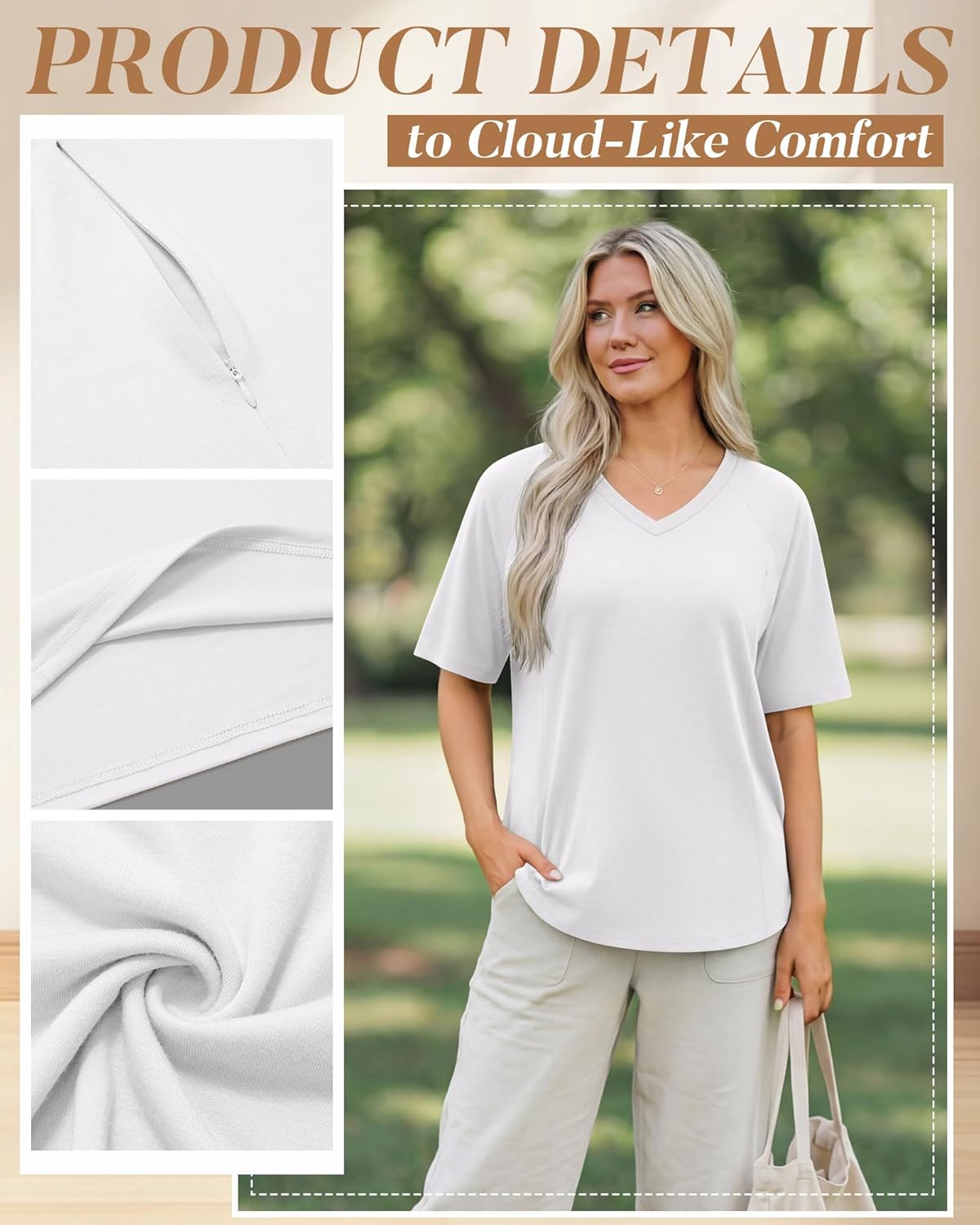 3 Pack Women's Oversized Nursing Shirts with Hidden Zip Breastfeeding Tops Short Sleeve Raglan Maternity Clothes